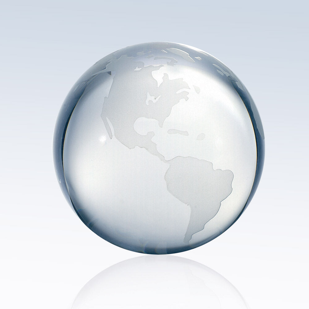Clear Ocean World Globe - Flat Bottom 3"