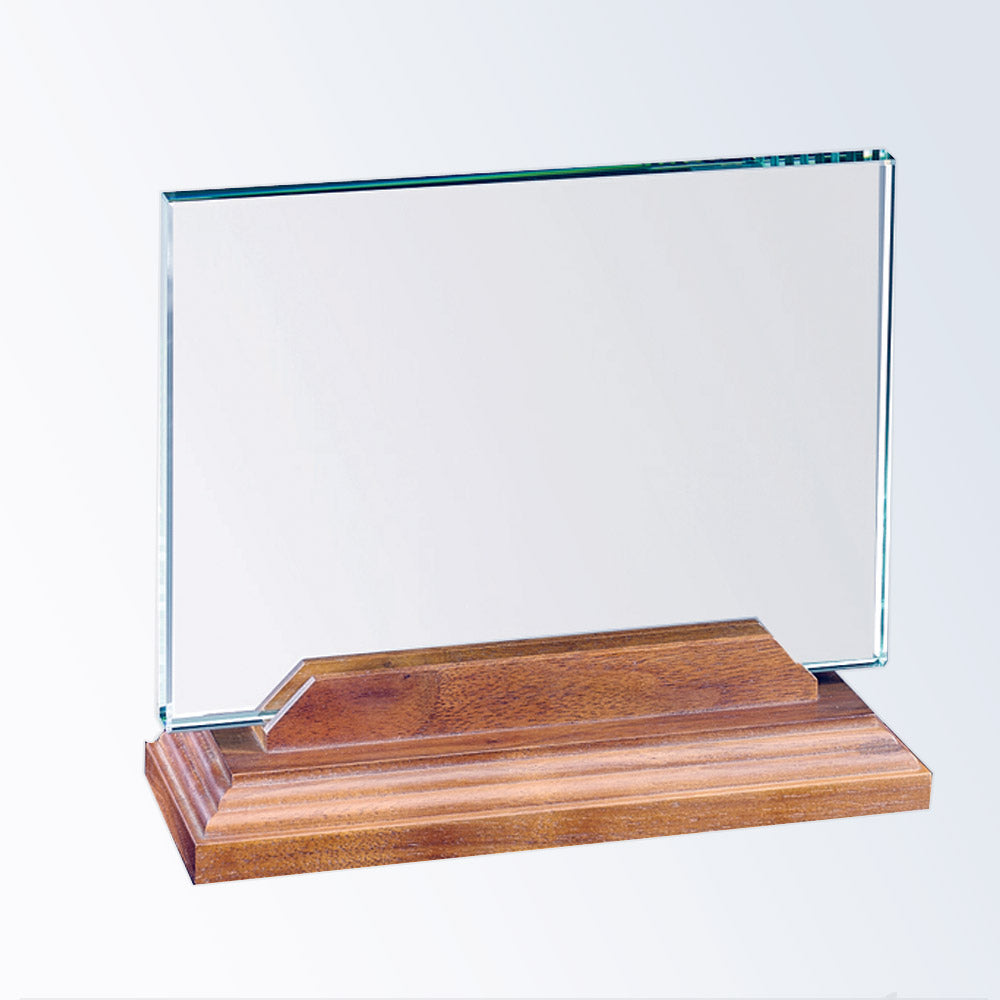 Horizontal Rectangle W/ Beveled Walnut Base 7"