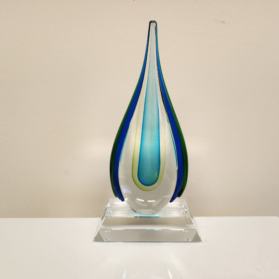 SALE - Green Drop Art Glass Award 11.5"