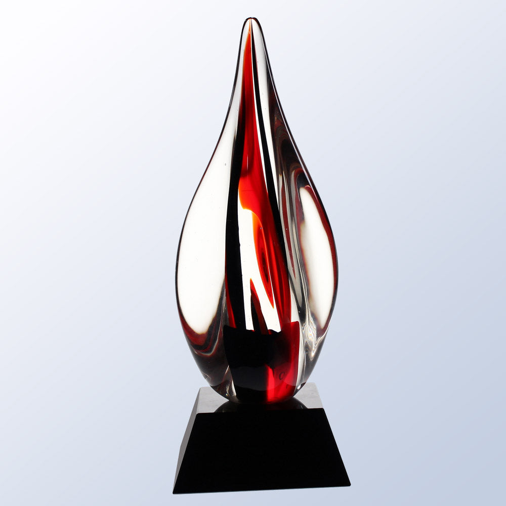 Red Contemporary W/ Black Crystal Base 16.875"