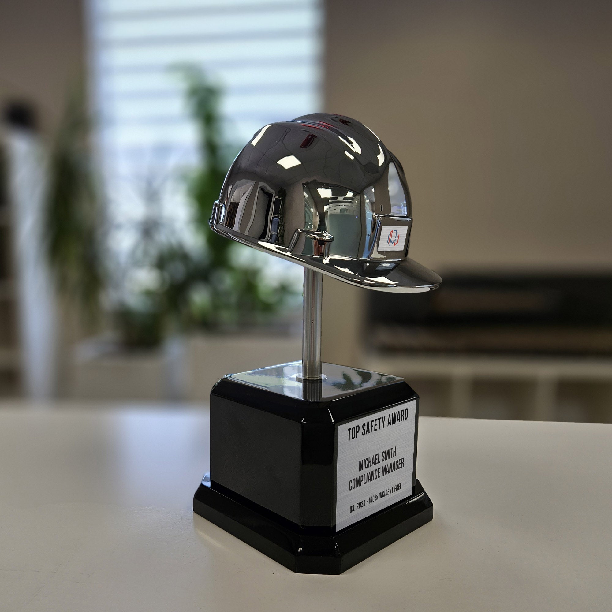 Custom Silver Electroplated Hard Hat Award – Perfect for Employee and Safety Recognition